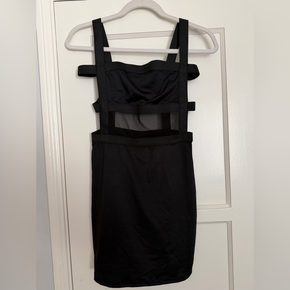 Forever 21 Black Strappy Mesh Bodycon Mini Dress